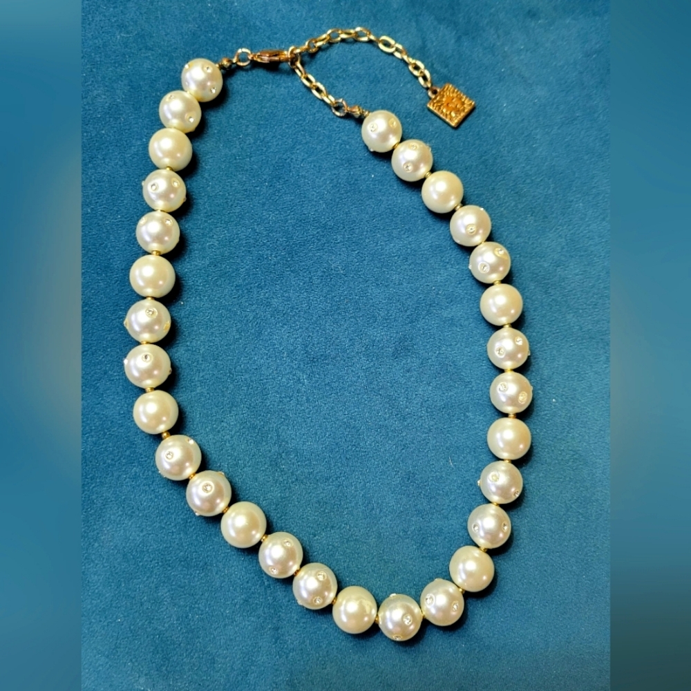 2/$22 Anne Klein faux pearl necklace with rhinestone studded pearls